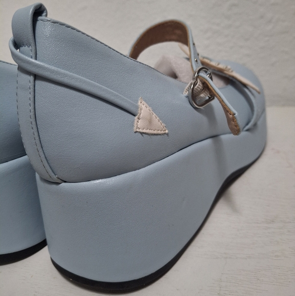 New Heart Valentine Mary jane Platform Shoes Light Blue - Picture 5 of 10